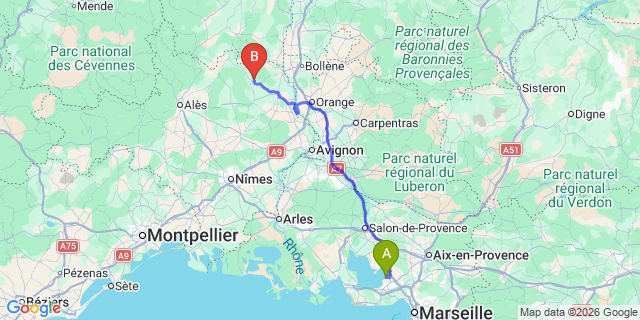 Map: Marseille Airport (MRS) to Cornillon