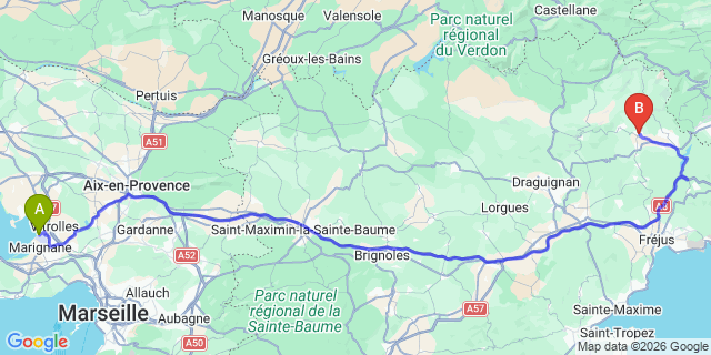 Map: Marseille Airport (MRS) to Fayance