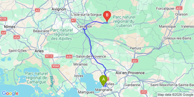 Map: Marseille Airport (MRS) to Goult