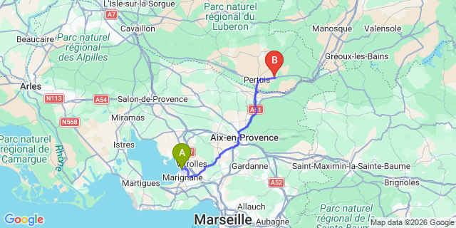 Map: Marseille Airport (MRS) to La Bastidonne