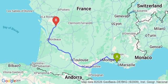 Map: Marseille Airport (MRS) to La Couronne