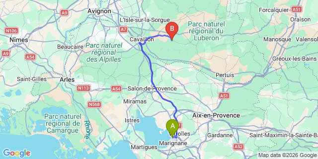 Map: Marseille Airport (MRS) to Menerbes