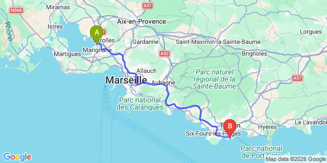 Map: Marseille Airport (MRS) to Saint Mandrier sur Mer