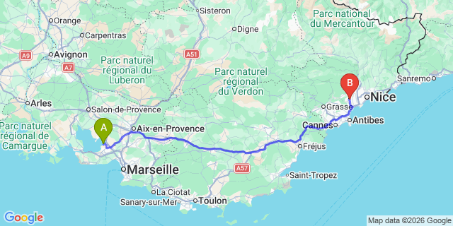 Map: Marseille Airport (MRS) to Saint Paul de Vence