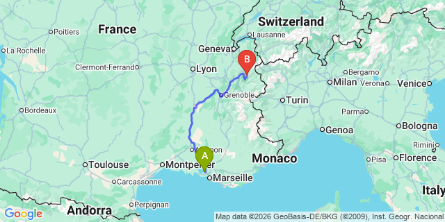 Map: Marseille Airport (MRS) to Serre Chevalier (La Salle-les-Alpes)