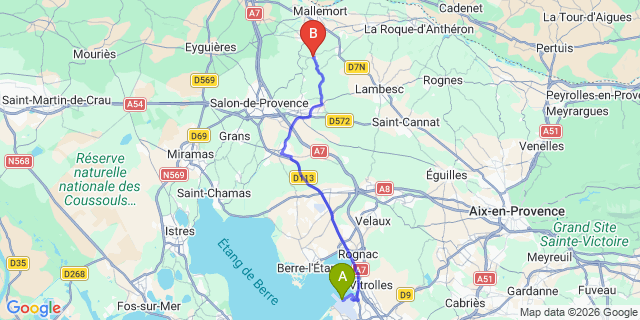 Map: Marseille Airport (MRS) to Vernegues