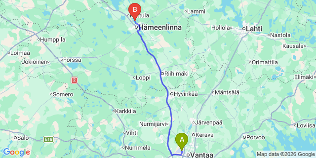 Map: Helsinki Airport (HEL) to Aulanko