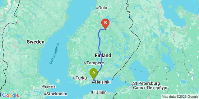 Map: Helsinki Airport (HEL) to Kiuruvesi