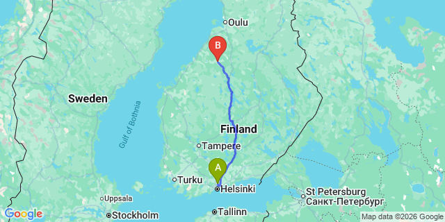 Map: Helsinki Airport (HEL) to Nivala