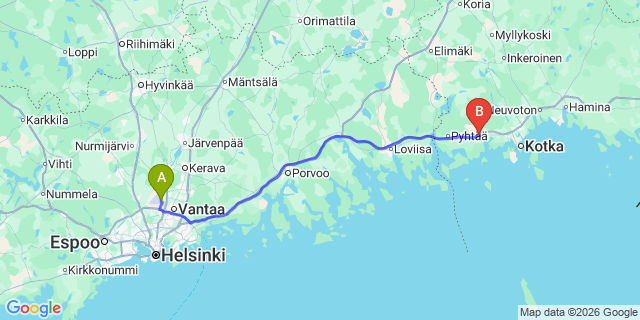 Map: Helsinki Airport (HEL) to Siltakyla