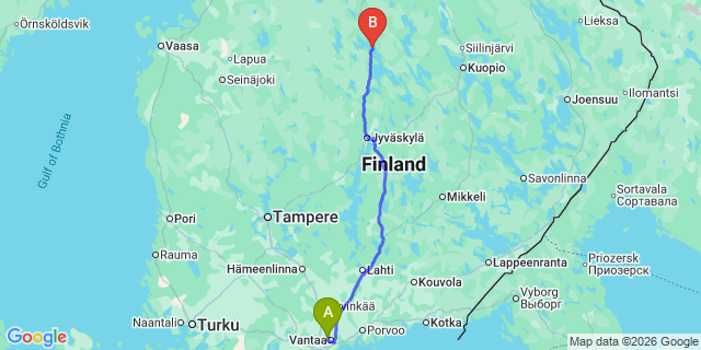 Map: Helsinki Airport (HEL) to Viitasaari