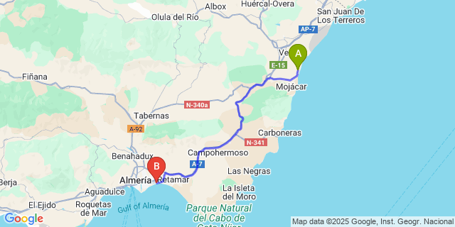Map: Almeria Airport (LEI) to Garrucha