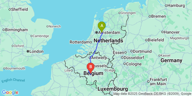Map: Charleroi Airport Brussels South (CRL) to Allmere