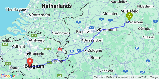 Map: Charleroi Airport Brussels South (CRL) to Beke