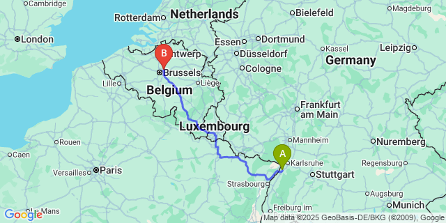 Map: Brussels Zaventem Airport (BRU) to Durler