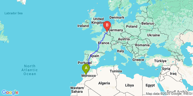 Map: Brussels Midi Train Station to Emines