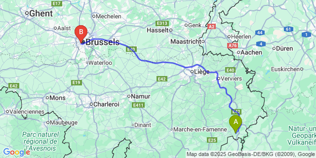 Map: Brussels Midi Train Station to Espeler