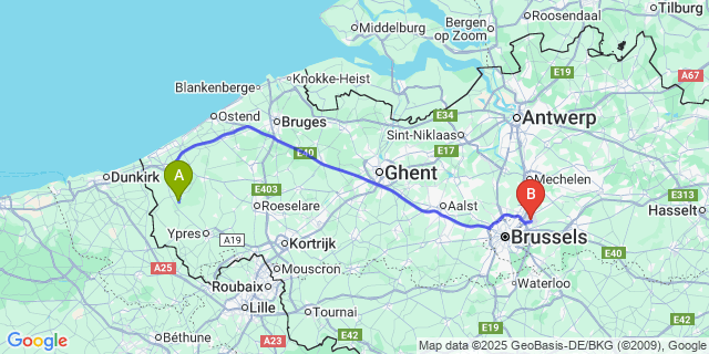 Map: Brussels Zaventem Airport (BRU) to Fintele