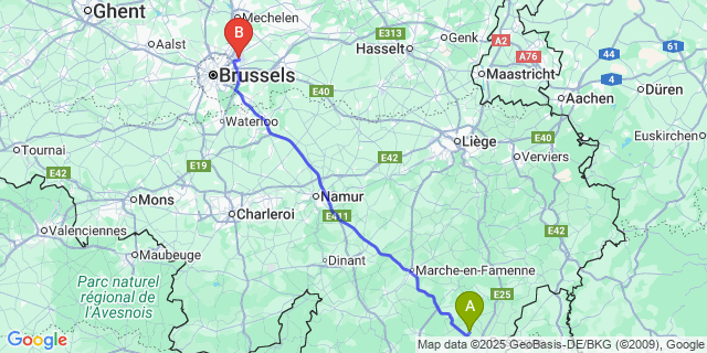Map: Brussels Zaventem Airport (BRU) to Flamisoul