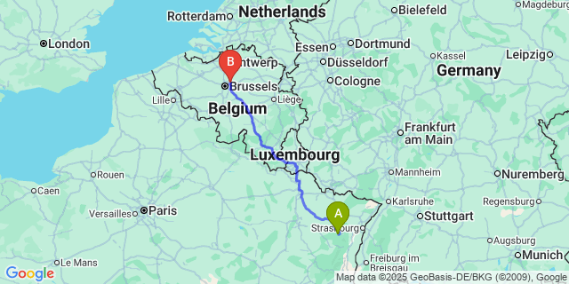 Map: Brussels Zaventem Airport (BRU) to Fourneau