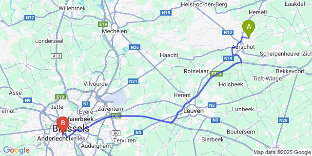 Map: Brussels Midi Train Station to Gijmel