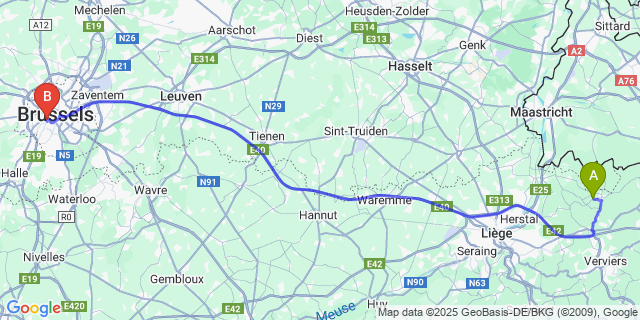 Map: Brussels Midi Train Station to Gorhez