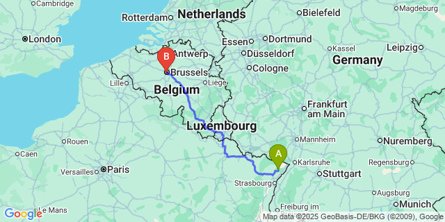 Map: Brussels Midi Train Station to Gros-Chene