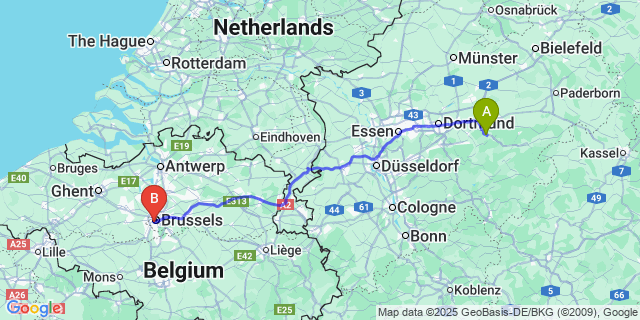 Map: Brussels Midi Train Station to Hagelstein