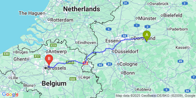 Map: Brussels Zaventem Airport (BRU) to Hagelstein