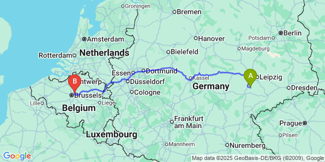 Map: Brussels Zaventem Airport (BRU) to Hamal