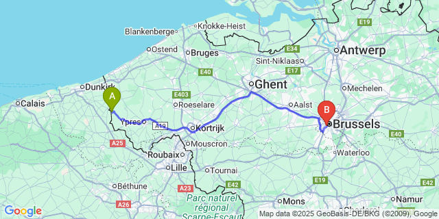 Map: Brussels Midi Train Station to Haringe