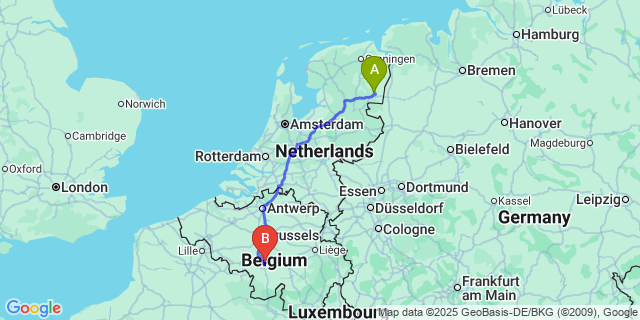 Map: Charleroi Airport Brussels South (CRL) to Heirweg
