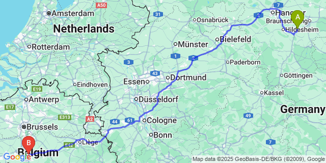 Map: Charleroi Airport Brussels South (CRL) to Lesse