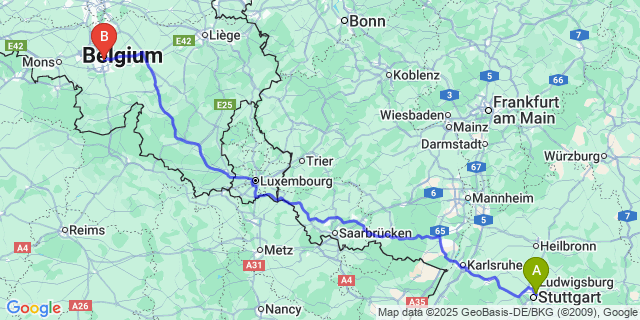 Map: Charleroi Airport Brussels South (CRL) to Leuze