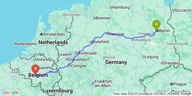 Map: Charleroi Airport Brussels South (CRL) to Longchamps
