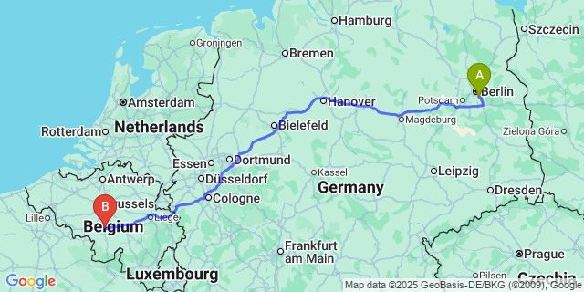 Map: Charleroi Airport Brussels South (CRL) to Malem
