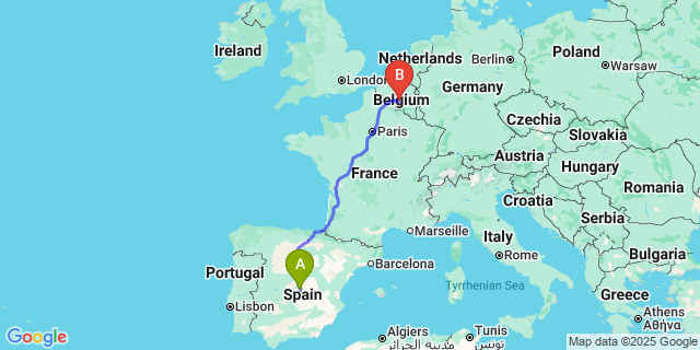 Map: Charleroi Airport Brussels South (CRL) to Martue