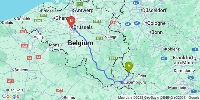 Map: Brussels Midi Train Station to Mont-dle-Oufalijhe