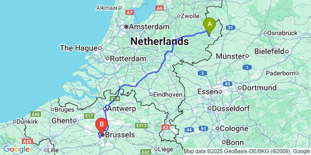 Map: Brussels Midi Train Station to Overslag