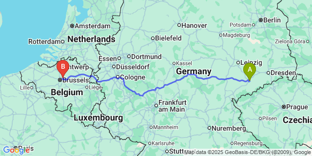 Map: Brussels Zaventem Airport (BRU) to Ozo