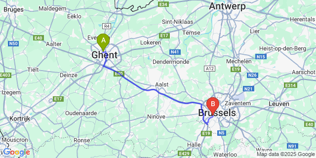 Map: Brussels Midi Train Station to Patershol