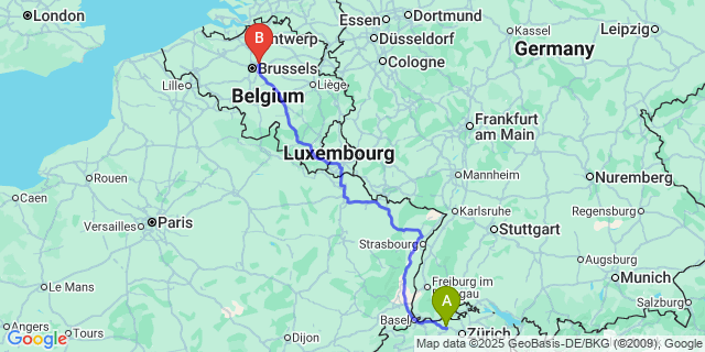 Map: Brussels Zaventem Airport (BRU) to Rivage