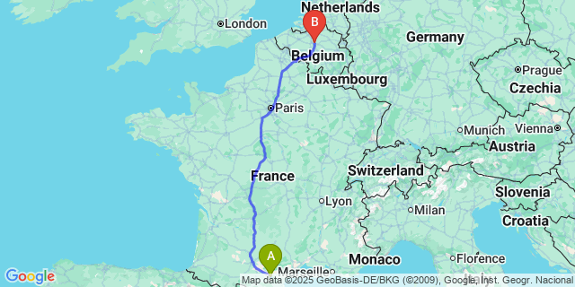 Map: Brussels Zaventem Airport (BRU) to Saint-Hilaire