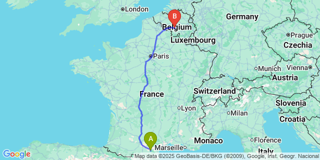 Map: Charleroi Airport Brussels South (CRL) to Saint-Hilaire