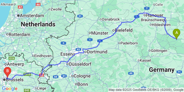 Map: Brussels Zaventem Airport (BRU) to Schoppen