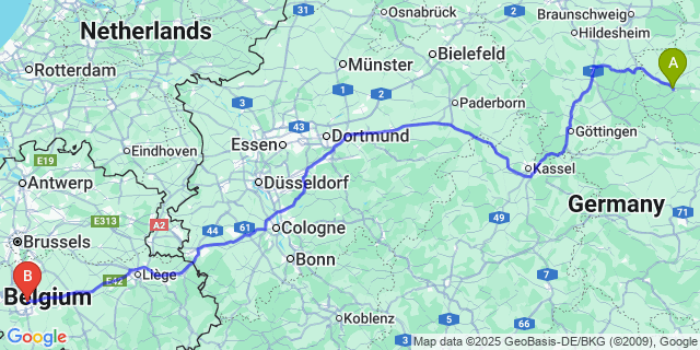 Map: Charleroi Airport Brussels South (CRL) to Schoppen