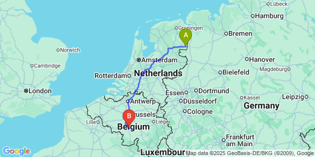 Map: Charleroi Airport Brussels South (CRL) to Sint-Henricus