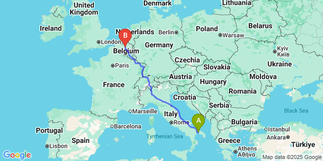 Map: Brussels Zaventem Airport (BRU) to Statte