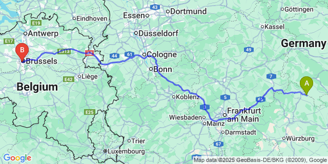 Map: Brussels Midi Train Station to Strud