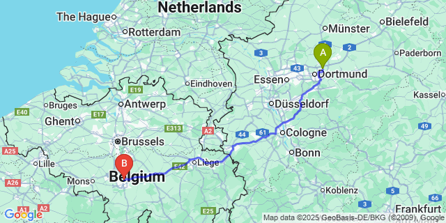 Map: Charleroi Airport Brussels South (CRL) to Tiewinkel